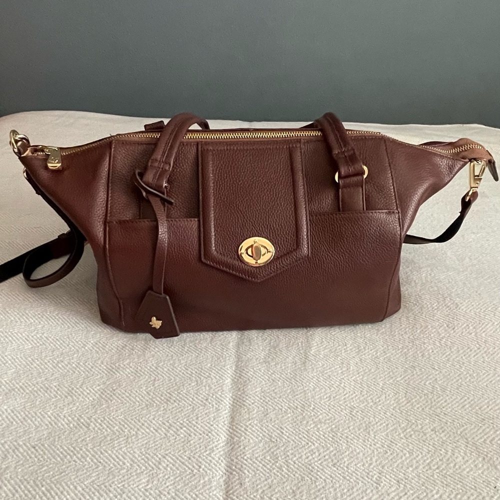 Ora Delphine Rich Brown Leather Satchel